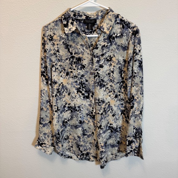 Rachel Zoe Button Down Top Blouse Abstract Print Long Sleeve Small - Picture 1 of 4